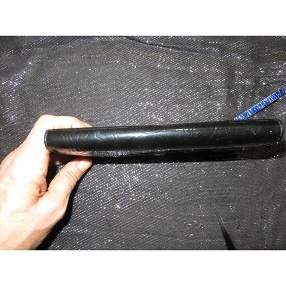 Coach Black Embossed Patent Leather 3/4 zip Accordion Continental Long Wallet - Picture 9 of 10